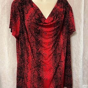 Jaclyn Smith Red and Black Patterned Blouse